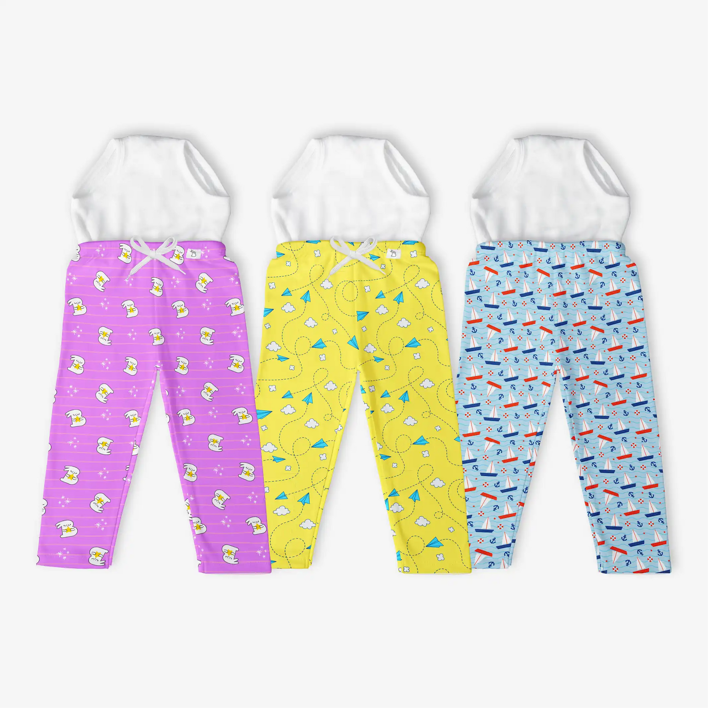 Diaper Pants 3 Pack with Drawstring - Assorted (with Stitch Defects)