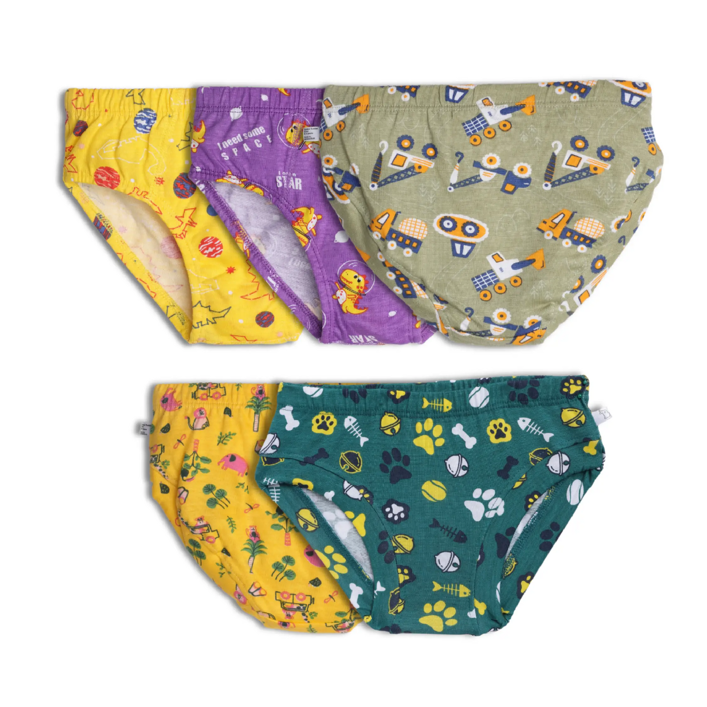Toddler Briefs Assorted-Pack of 5 (with Stitch Defects) No Print Choice