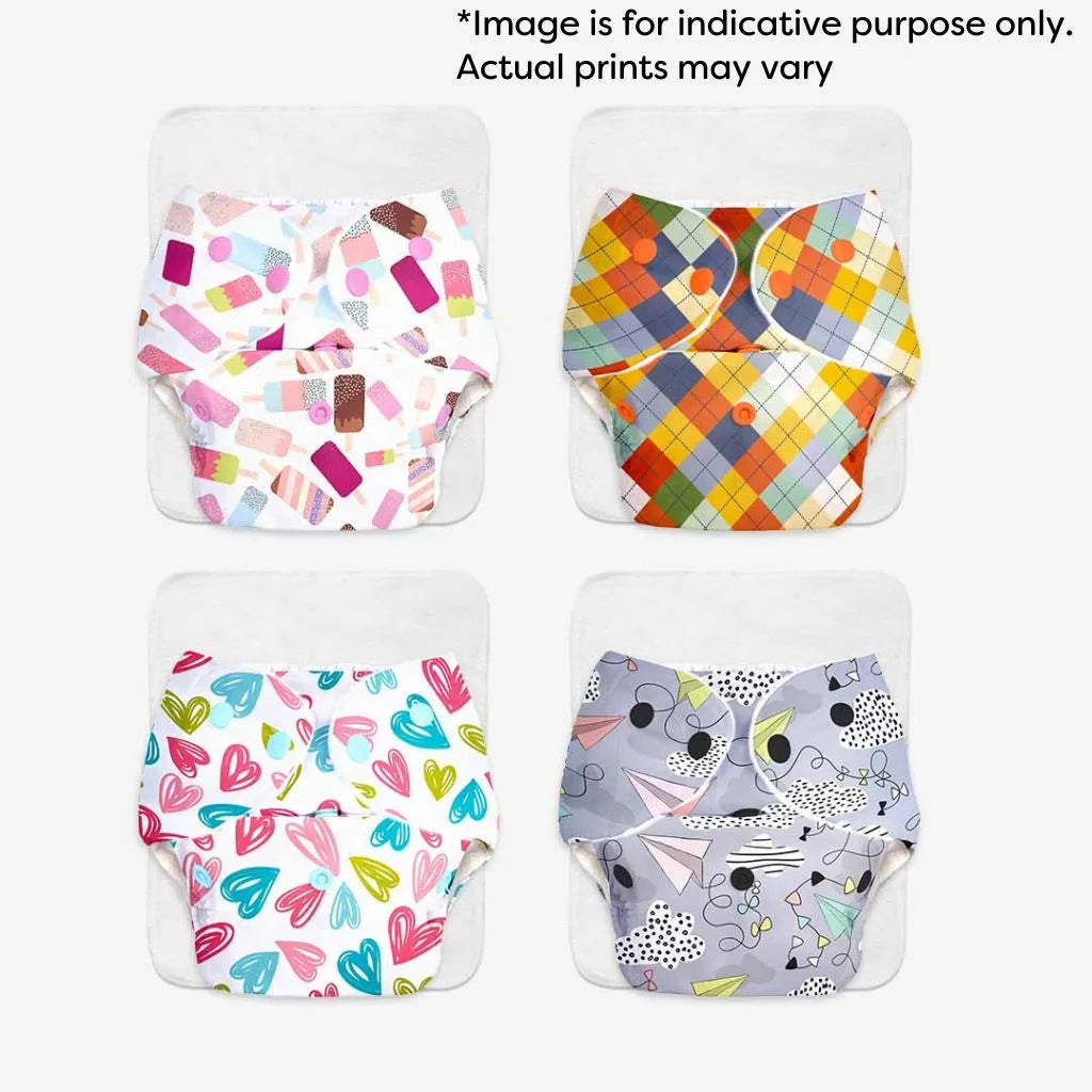 Pack of 4 BASIC Diaper, New & Improved with EasySnap & Quick Dry
