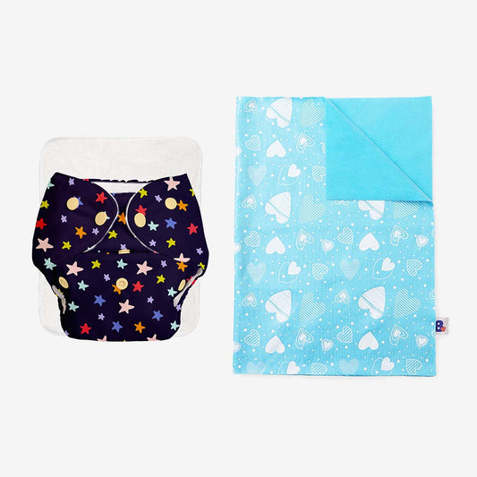 BASIC Cloth Diaper (Bluestar) + Quick Dry Mat - (S)(Breezy Blue)