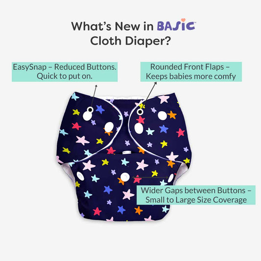 BASIC Cloth Diaper (Bluestar) + Quick Dry Mat - (S)(Breezy Blue)