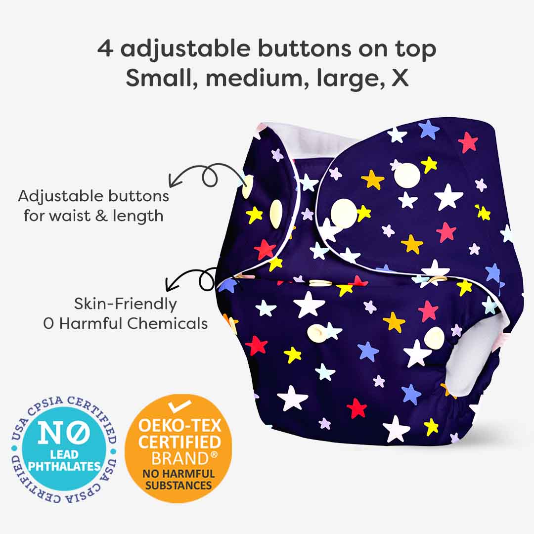 BASIC Cloth Diaper (Bluestar) + Quick Dry Mat - (S) (Peppy Pink)