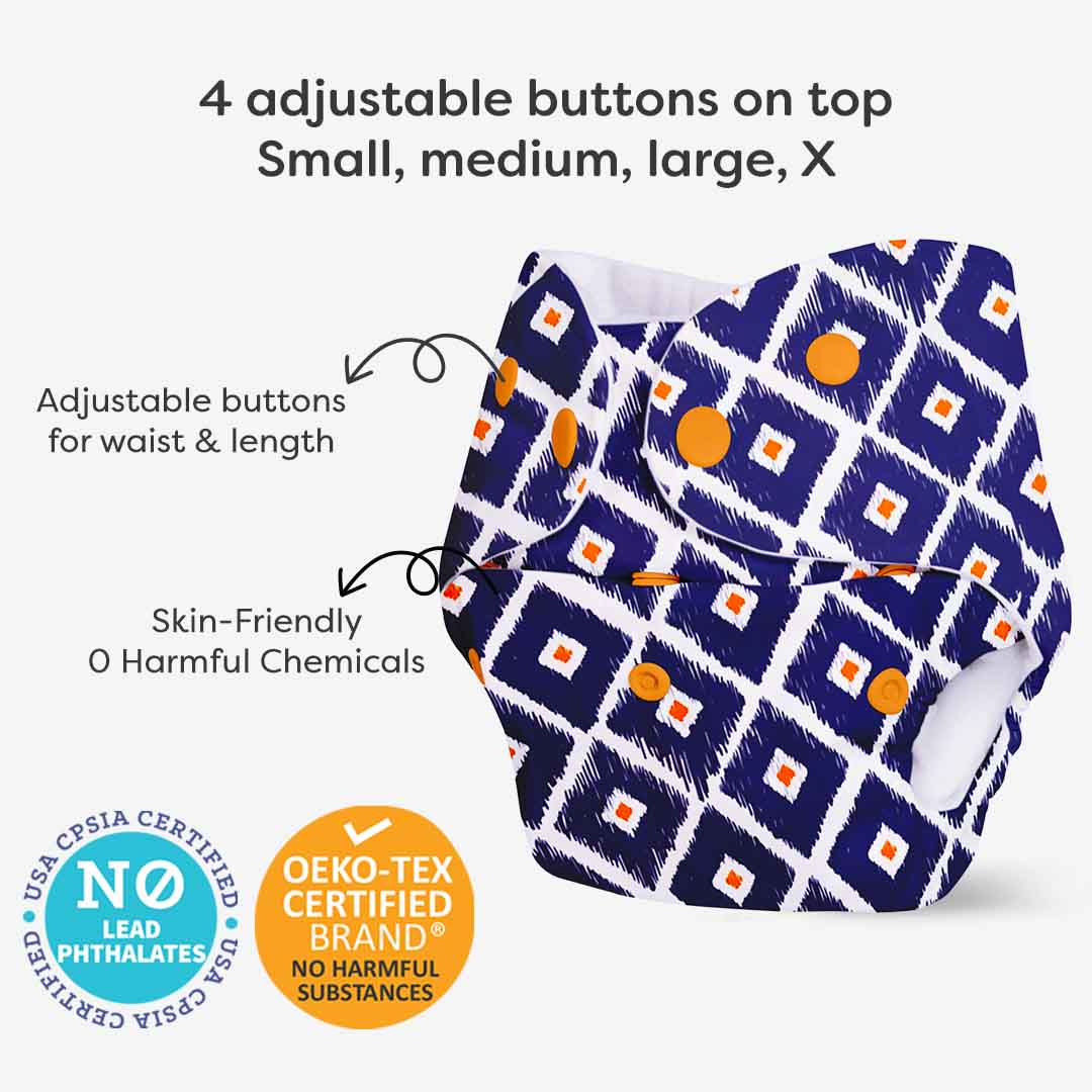 Tie n Die - BASIC Cloth Diaper, New & Improved with EasySnap & Quick Dry UltraThin Pad