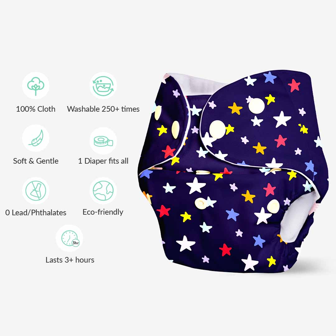 BASIC Cloth Diaper (Bluestar) + Quick Dry Mat - (S)(Breezy Blue)