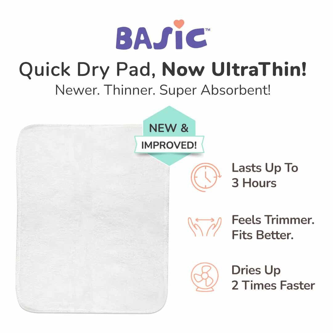 Peaches - BASIC Cloth Diaper, New & Improved with EasySnap & Quick Dry UltraThin Pad