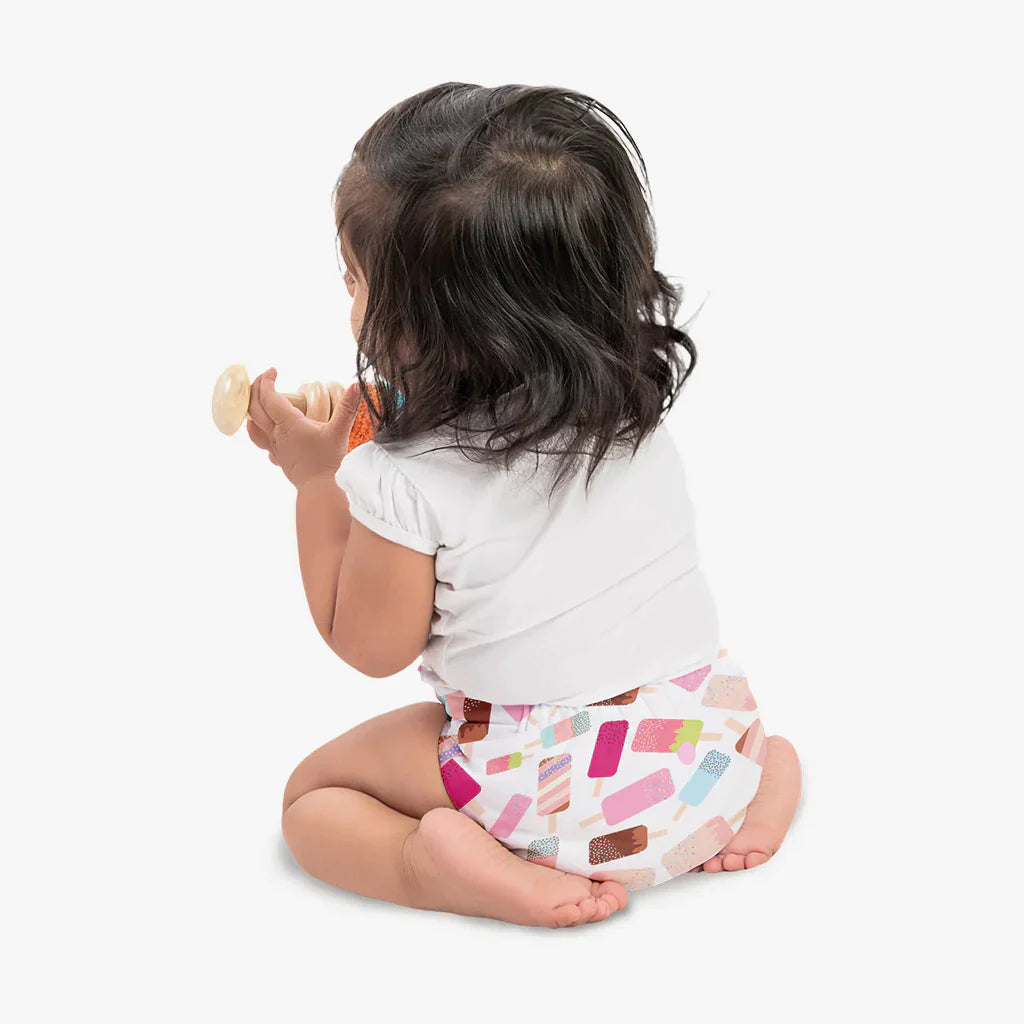 Icecream - BASIC Cloth Diaper, New & Improved with EasySnap & Quick Dry UltraThin Pad