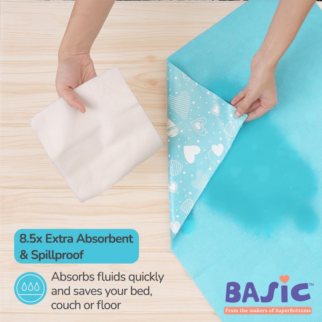 BASIC Cloth Diaper (Peaches) + Quick Dry Mat - (M) (Breezy Blue)